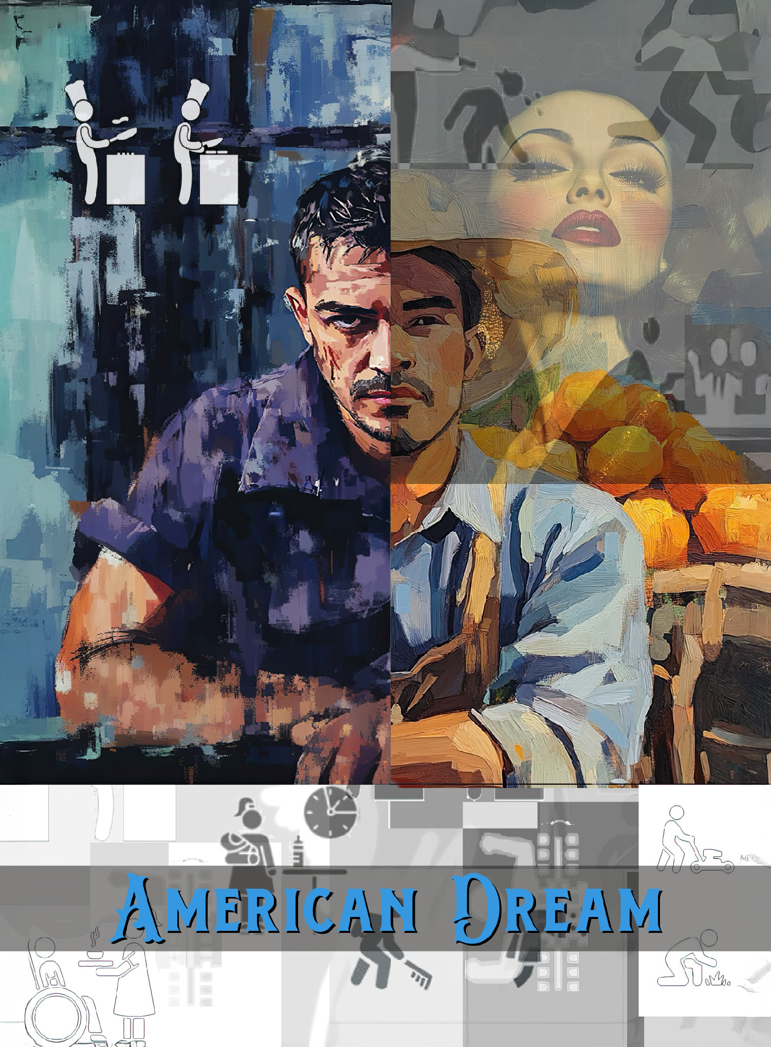 American Dream/Immigration: In times of upheaval, fears of decline are displaced onto the figure of the stranger. In reality, immigrants perform the essential invisible labor that ensures systems run smoothly. Yet manufactured fear of the other becomes an emotional fog that obscures how wealth and resources are truly distributed.