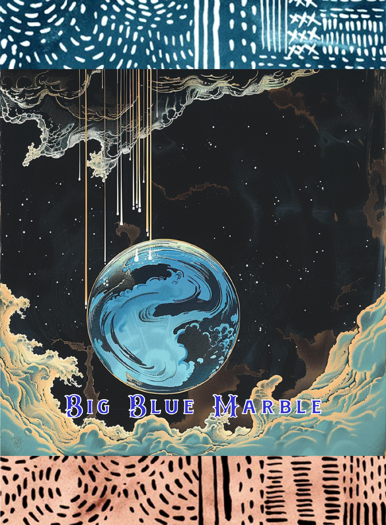 The Big Blue Marble: Earth symbol with space and clouds in background